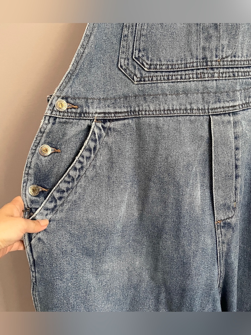 Vintage Denim Bib Carpenter 8" Shortalls / Overall Shorts - L/XL - Picture 4 of 11